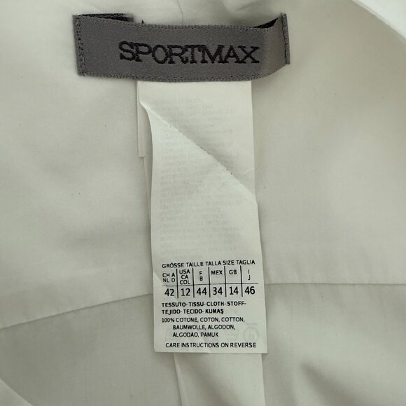 Sportmax white classic yet unique cotton blouse size 12 - Picture 4 of 6